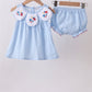 Blue jacquard embroidery bloomer set
