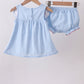 Blue jacquard embroidery bloomer set