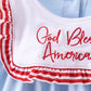 Blue god bless America flag french knot ruffle bloomer set