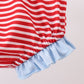 Blue god bless America flag french knot ruffle bloomer set