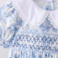 Blue rose smocked bloomer set