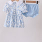 Blue rose smocked bloomer set