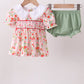 Pink strawberry smocked bloomer set