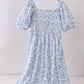 Blue rose smocked ruffle dress (length 41.33in)