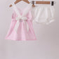 Pink bow smocked bloomer set
