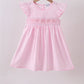 Pink bow smocked ruffle dress