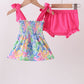 Tropical floral smocked bloomer set
