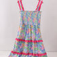 Tropical floral smocked tiered dress