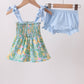 Green lemon smocked bow bloomer set