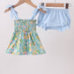 Green lemon smocked bow bloomer set