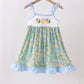 Green lemon smocked ruffle dress