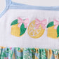 Green lemon smocked ruffle dress