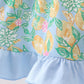 Green lemon smocked ruffle dress