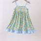Green lemon smocked ruffle dress