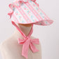 Blush floral ruffle bow bonnet