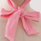 Blush floral ruffle bow bonnet