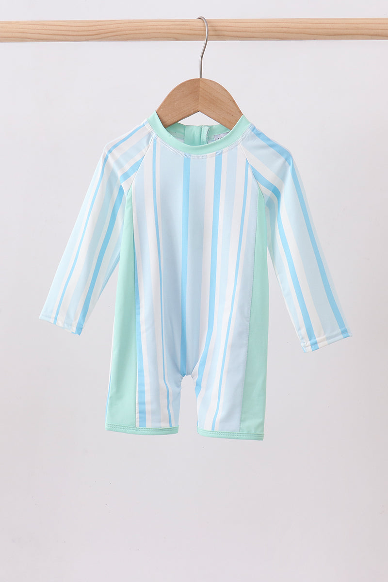 Blue stripe one-piece swimsuit
