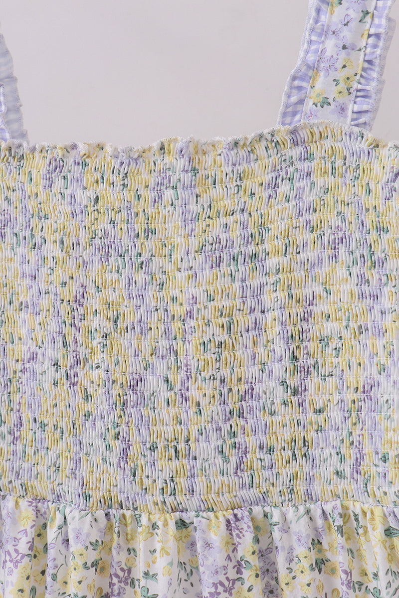Golden meadow floral smocked tiered dress (length 41.33inch)