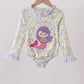 Floral mermaid applique rashguard