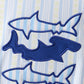 Blue shark applique stripe swimsuit