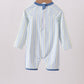 Blue shark applique stripe swimsuit