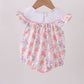 Purple rose bow smocked ruffle bubble