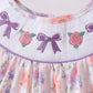 Purple rose bow smocked ruffle shorts set