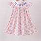Purple rose bow smocked ruffle dress