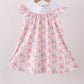 Purple rose bow smocked ruffle dress