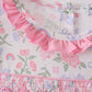 Pink floral bow smocked ruffle dress
