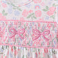 Pink floral bow smocked ruffle shorts set