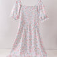 Pink floral smocked mom dress