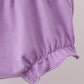 Purple floral embroidery gingham bloomer set
