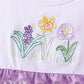 Purple floral embroidery gingham ruffle shorts set