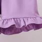 Purple floral embroidery gingham ruffle shorts set