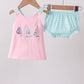 Pink sailboat embroidery bloomer set