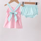 Pink sailboat embroidery bloomer set