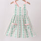 Green floral stripe pocket dress