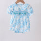 Blue rose smocked bubble