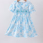 Blue rose smocked dress