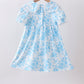 Blue rose smocked dress