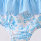 Blue rose smocked ruffle one-piece swimsuit