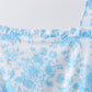 Blue rose print women dress