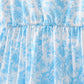 Blue rose print women dress