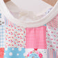 Pink floral patchwork ruffle 2pc swimsuit