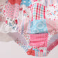 Pink floral patchwork ruffle 2pc swimsuit