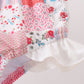 Pink floral patchwork ruffle 2pc swimsuit