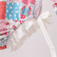 Pink floral patchwork ruffle rashguard