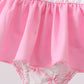 Pink bow ruffle one-piece swimsuit