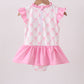 Pink bow ruffle one-piece swimsuit